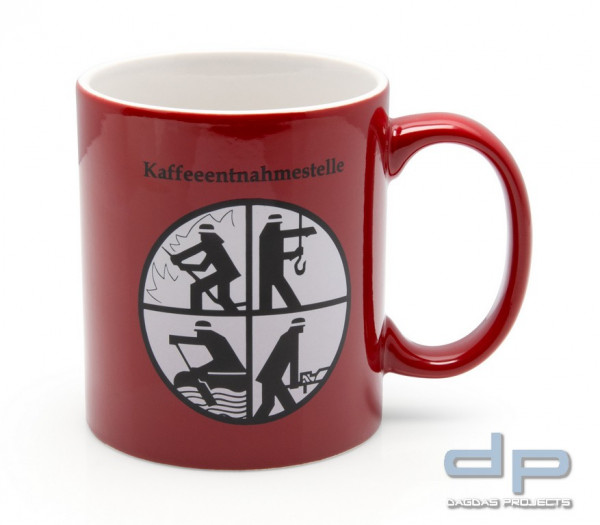 DFV Feuerwehr Becher rot Porzellanbecher Kaffeeentnahmestelle Feuerwehr Signet Kaffeebecher