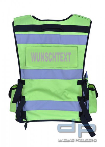 MLE Kennzeichnungsweste TAC 03 in Gelb mit Wunschaufdruck auf dem Rückenschild