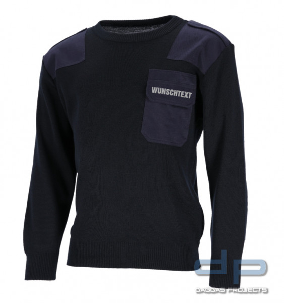 Feuerwehr-Pullover 50% Polyacryl / 50% Schurwolle mit Aufdruck nach Wunsch in reflex silber