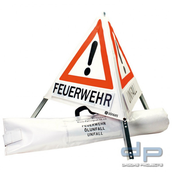 Dönges Faltsignal, 900 mm, Tagesleuchtfarbe, Feuerwehr, Unfall, Ölunfall