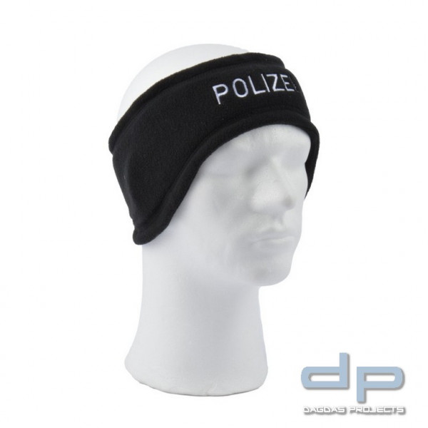 Fleece - Stirnband, Stick -POLIZEI- in schwarz und navy Farbe: Schwarz Größe: L/XL/XXL