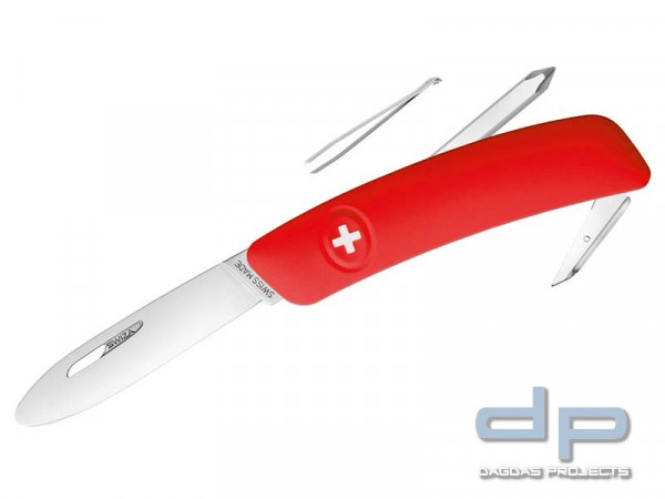 SWIZA Schweizer Messer J02 JUNIOR, Klingensperre, rote Anti-Rutsch-Griffschalen, 6 Funktionen