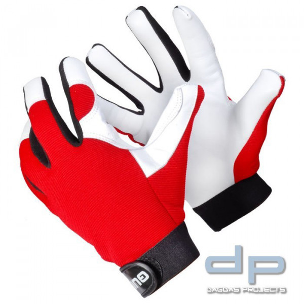 Handschuhe Rot/Weiß mit Ziegenleder