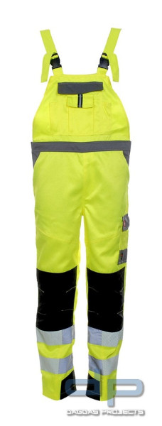 LeiKaTex® | BRIGHT LINE | Latzhose| in Warnorange/Grau und Neongelb/Grau