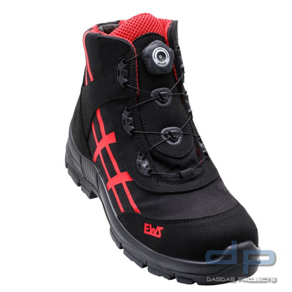 EWS Dynamic Safety Stiefel S3 SRC Schwarz/Rot mit roter Applikation