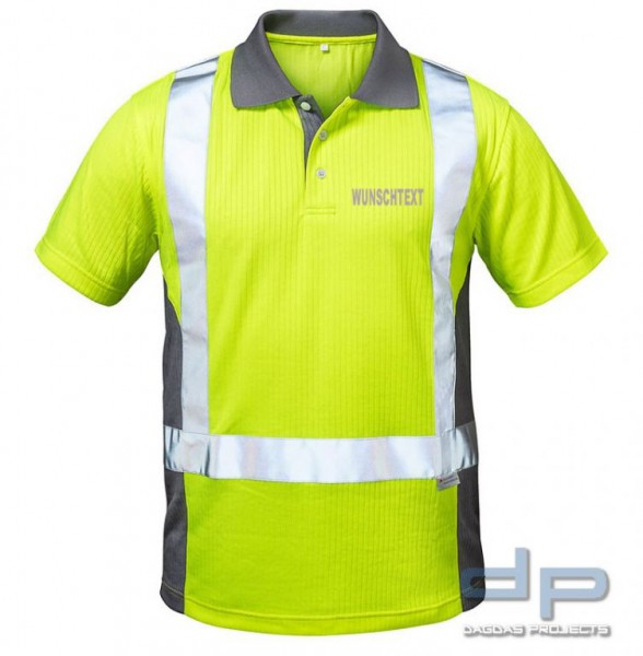 Behörden 3M Warnschutz Polo-Shirt mit Aufdruck nach Wunsch in reflex silber in Gelb/Grau