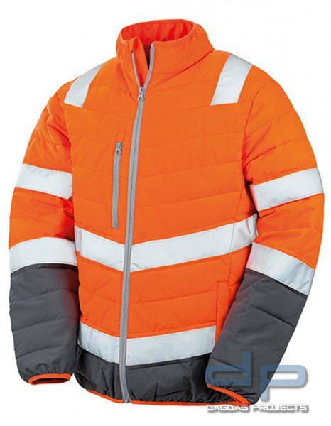 Men`s Soft Padded Safety Jacket mit Wunschaufdruck auf Brust in reflex silber