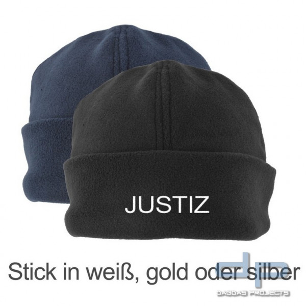 Fleece - Mütze, Einheitsgröße, Stick - JUSTIZ in verschiedenen Farben