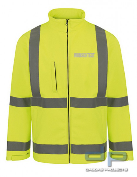 Hi-Viz Softshelljacket mit Wunschaufdruck in reflex silber