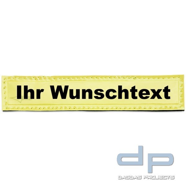 Reflexschild - glänzend - Klett - 13x2,5cm - leuchtgelb - Wunschtext