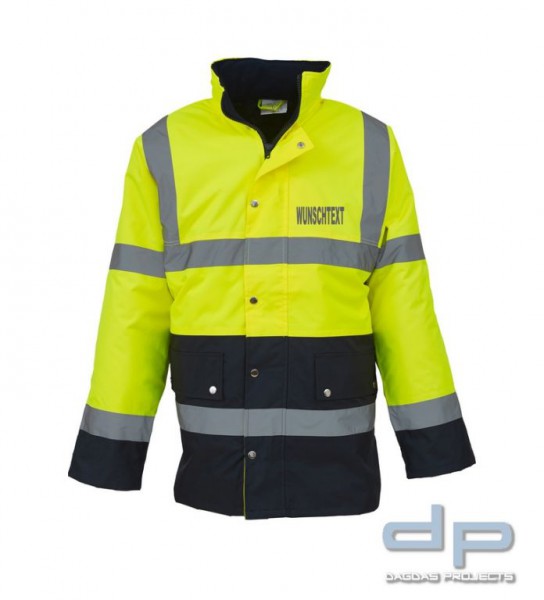 High Visibility Two-Tone Motorway Jacket in verschiedenen Farben mit Wunschbeschriftung in reflex si