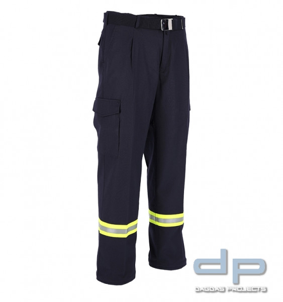 Feuerwehr-Bundhose HuPF Teil 2 mit Reflexbestreifung Gelb-Silber-Gelb Baumwolle