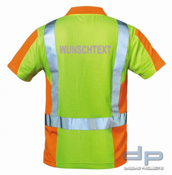 Behörden 3M Warnschutz Polo-Shirt mit Aufdruck nach Wunsch in reflex silber in Gelb/Orange