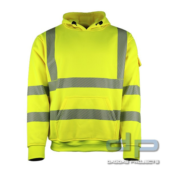 LeiKaTex® | BRIGHT LINE | HOODIE | Warnschutz in Warnorange/Grau und Neongelb/Grau