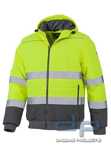 LeiKaTex® | BRIGHT LINE | Steppjacke | Warnschutz in Warnorange/Grau und Neongelb/Grau