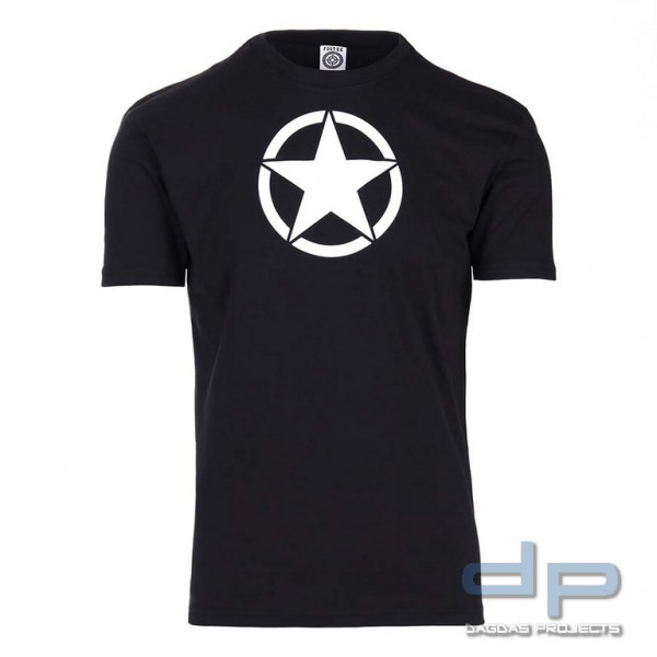 T-Shirt mit weißem Stern in Schwarz und Oliv, Größe: XL