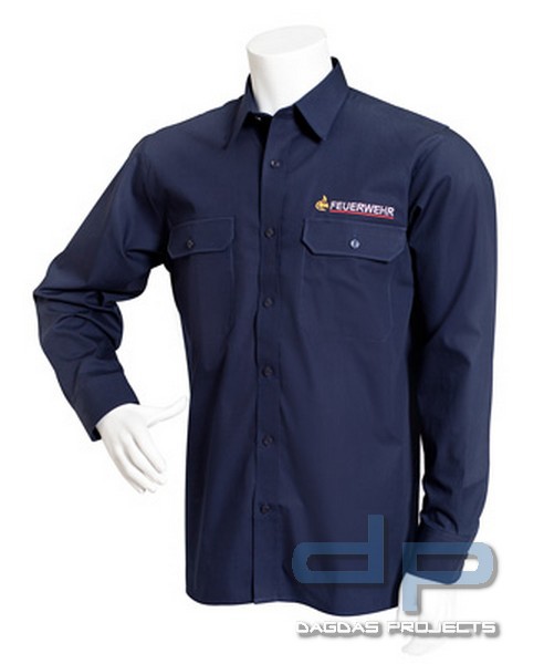 Feuerwehr Diensthemd Modell 004 Baden-Württemberg langarm blau