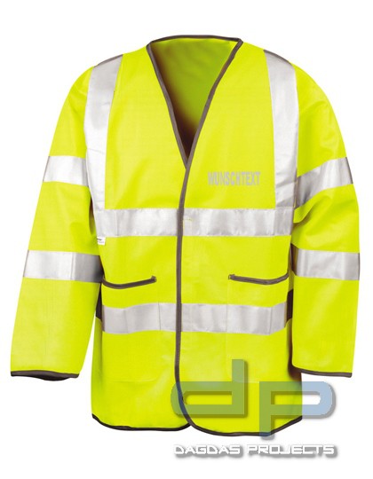 Lightweight Safety Jacket gelb mit Wunschaufdruck in reflex silber Größe:XL