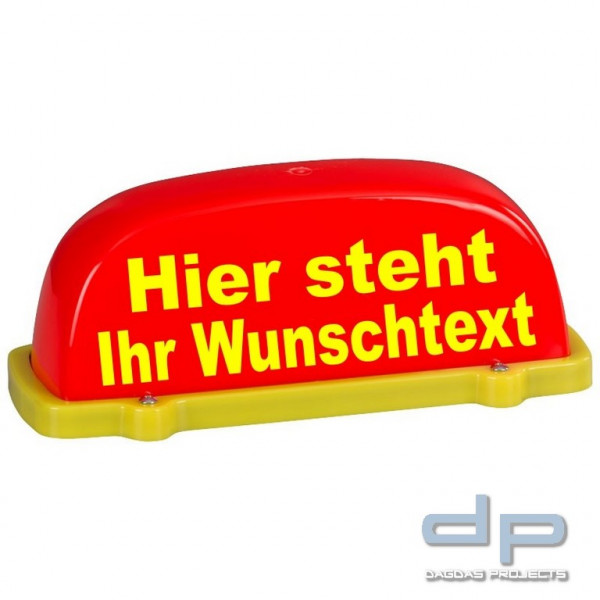 Dachschild City - leuchtrot - Wunschtext - unbeleuchtet - Dachaufsetzer