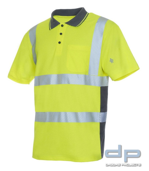 LeiKaTex® | BRIGHT LINE | Polo-Shirt | Warnschutz in Warnorange/Grau und Neongelb/Grau