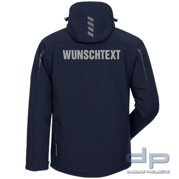 Behörden Winter-Softshell Jacke in Dunkelblau mit Aufdruck nach Wunsch in reflex silber