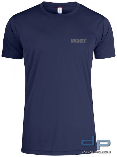 Basic Active-T in Navy mit Aufdruck &quot;Notfallsanitäter&quot; in Neongelb, Größe: L