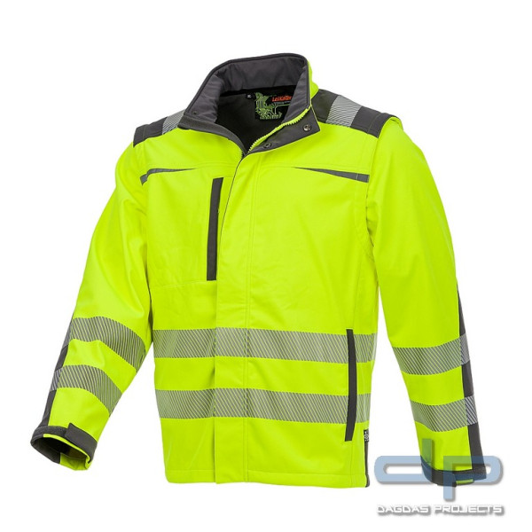 LeiKaTex® | BRIGHT LINE | Softshelljacke in Warnorange/Grau und Neongelb/Grau