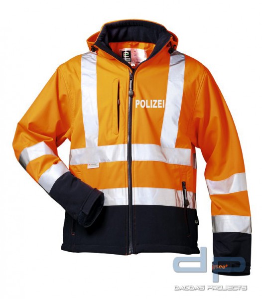 POLIZEI Warnschutz-Softshell Jacke orange/blau