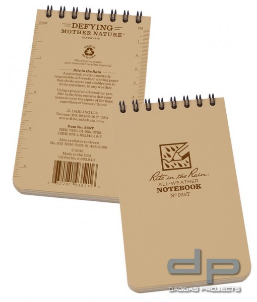 Rite in the Rain Tactical Notebook Cover 3" x 5" in Tan