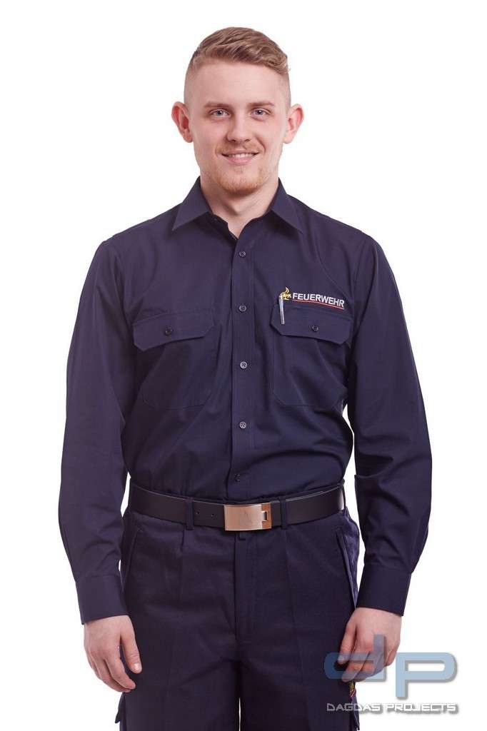 Feuerwehr Diensthemd Modell 004 Baden-Württemberg langarm blau ...