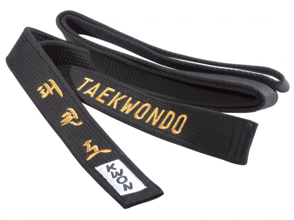 Schwarzer Gürtel 5 cm mit Bestickung Taekwondo