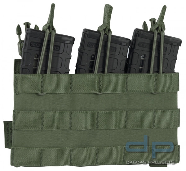 Warrior Recon Plate Carrier Triple Open Mag Pouch in Oliv