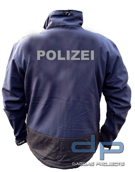 Behörden Softshell Jacke blau/schwarz POLIZEI