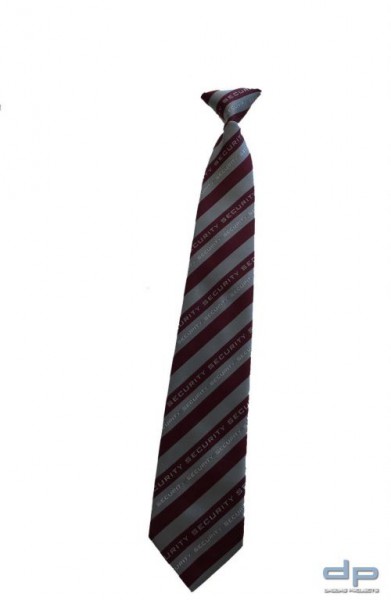 Security Krawatte im Streifen Design Farbe: Bordeaux/Silber mit Vorsteckclip