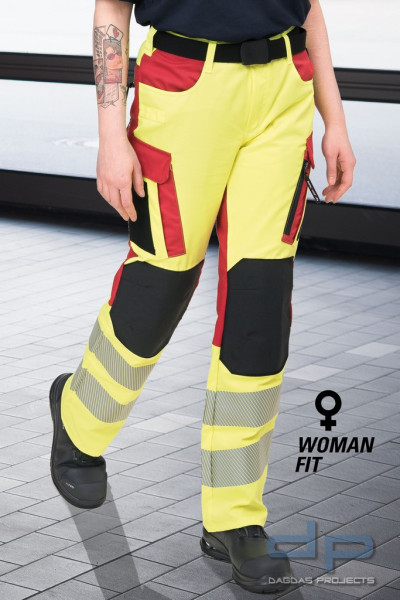 Warnschutzhose PHOENIX PRO | Woman (leuchtgelb/rot)