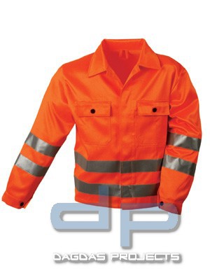 SAFESTYLE® Warnschutz-Jacke in Orange mit Wunschtext auf Brust und Rücken in Reflex Silber