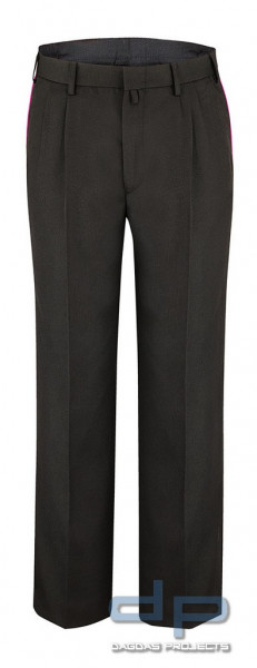 Uniformhose 55%/45% Polyester/Schurwolle Kammgarn-Serge Farbe schwarz mit Biese karmesinrot