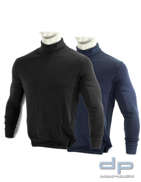 Behörden Rollkragenpullover in Dunkelblau und Schwarz mit Aufdruck nach Wunsch am Kagen in Reflex Si