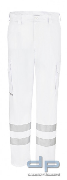 Bundhose aus Polyester-Baumwoll-Mischgewebe mit Reflexstreifen Weiß