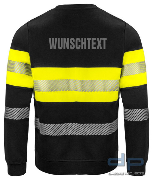 Projob 6129 SWEATSHIRT EN ISO 20471 Klasse 1 in Schwarz/Gelb und Marine/Gelb mit Aufdruck nach Wunsc