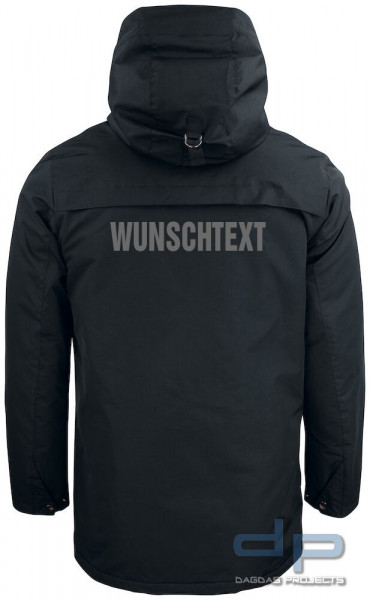 Unisex Behördenparka &quot;Creston&quot; in Schwarz mit Aufdruck nach Wunsch