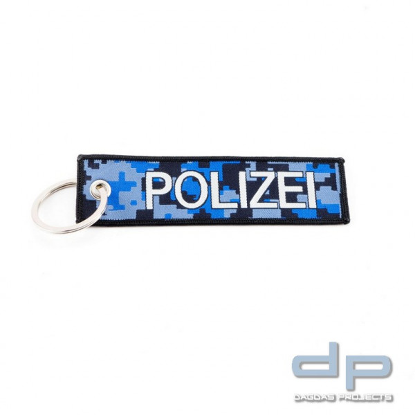 Anhänger POLIZEI mit Schlüsselring, Textil (125 x 35 mm