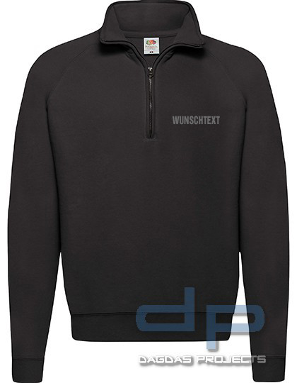Classic Zip Neck Sweat in verschiedenen Farben mit Wunschaufdruck auf Brust und Rücken