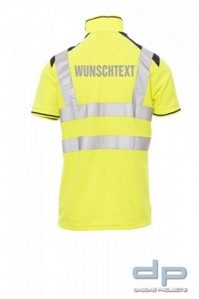 Payper Warnschutz Poloshirt &quot;GUARD+&quot; Farbe: Gelb/ Navy Größe: L mit Aufdruck nach Wunsch