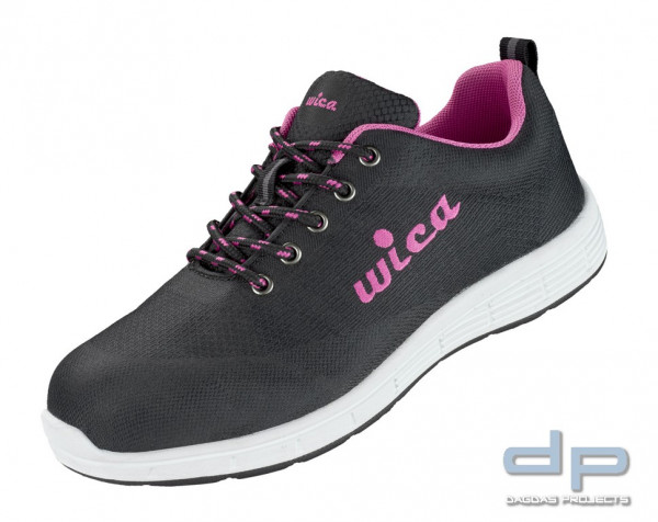 S1P Damen Sicherheitshalbschuh EN ISO 20345 S1P SRA in schwarz, pink abgesetzt