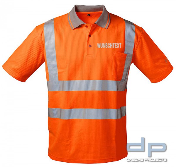 SAFESTYLE® Warnschutz-Polo-Shirt in Orange mit Aufdruck nach Wunsch