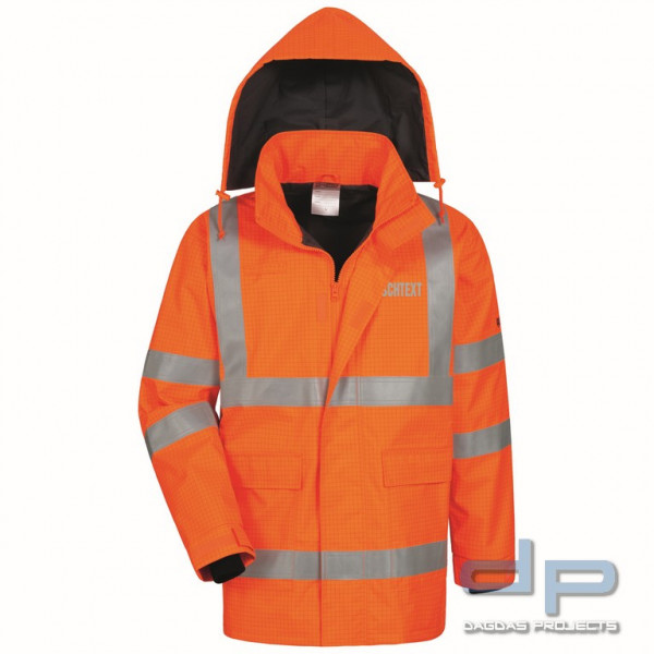 Safestyle MULTINORM REGENJACKE in Orange mit Aufdruck nach Wunsch auf Brust und Rücken