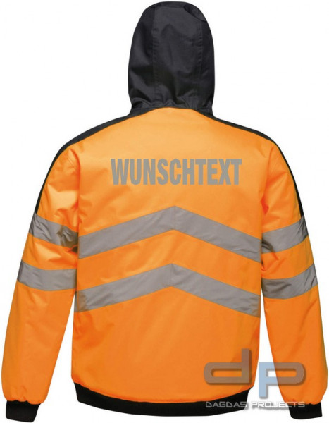 Hi-Vis Pro Bomber Jacket inkl Wunschaufdruck in reflex silber