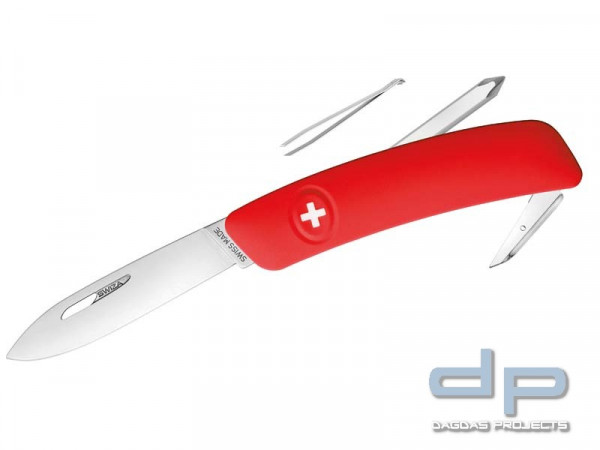 SWIZA Schweizer Messer D02, Stahl 440, Klingensperre, rote Anti-Rutsch-Griffschalen, 6 Funktionen