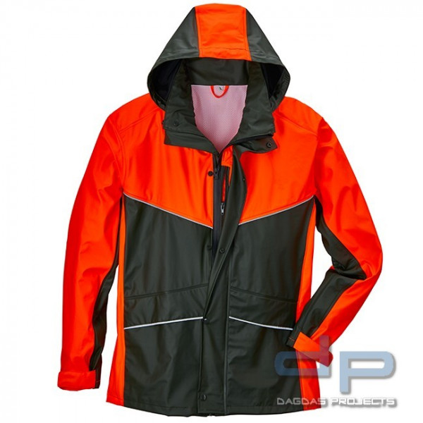 PU-Regenjacke in oliv-orange